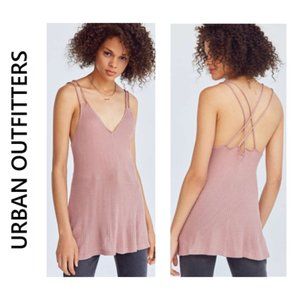 UO Waffle Knit Strappy Back Tank Top, rose NWT